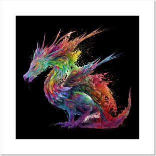 Rainbow Inferno - A Fiery Dragon of Many Colors Posters and Art